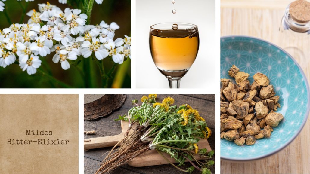 Mildes Bitter-Elixir mit Schafgarbe, Löwenzahnwurzel und Enzianwurzel