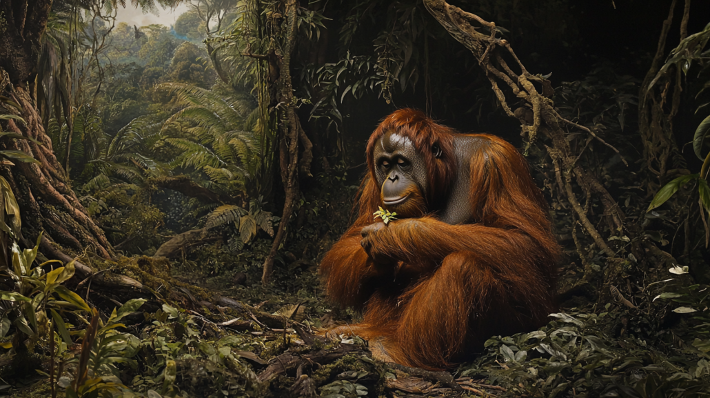 Orang-Utan betreibt Pflanzenheilkunde